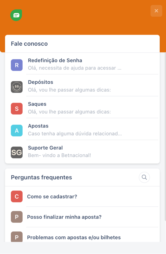 Suporte ao Cliente pelo App Betnacional